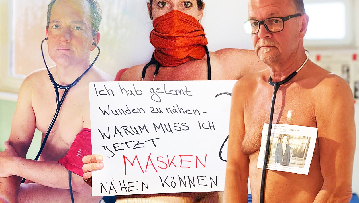 Alman doktorlardan çıplak korona protestosu